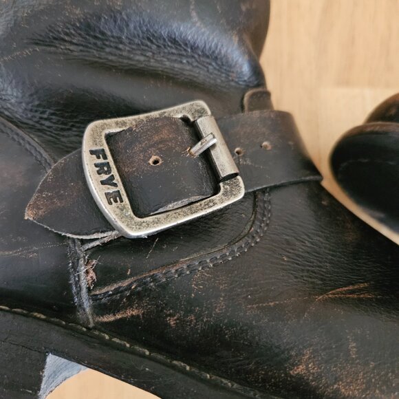 Frye Veronica Black Leather Combat & Moto Boots like new wear 1 time - Picture 3 of 13
